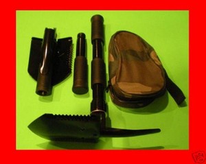 2-Military-Type-FOLDING-SHOVELS-Camp-Tool-Survival-Pick-Case-Camping-Shovel