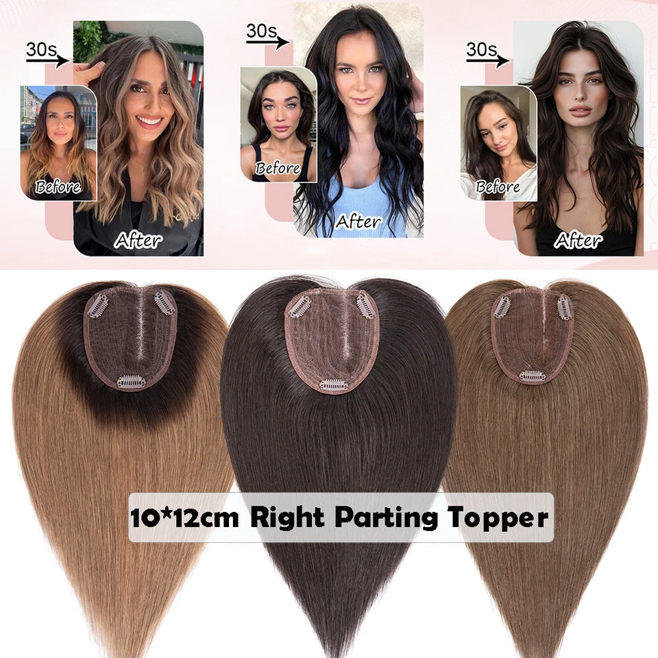 Боковая часть Topper Remy человеческих волос зажим в верхней части Toupee шелк кружева основание 10 * 12 см - Изображение 2 из 4