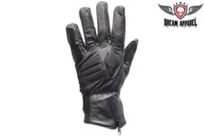 Black Full Finger Padded Quality Leather Motorcycle Biker Riding Gloves