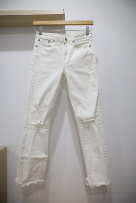 R13 Womens Size 25 Kick Crop Jeans Distressed Garret White Italy Denim Luxury
