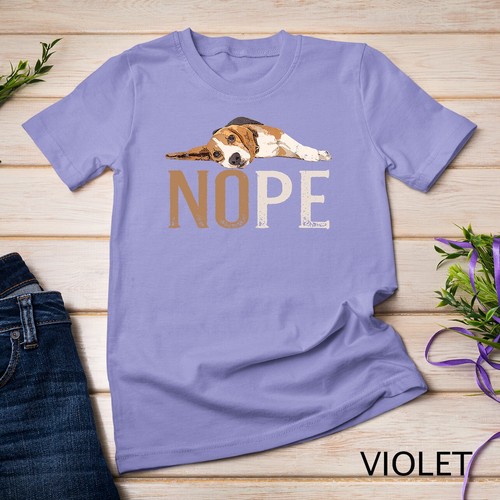Nope Lazy Beagle T-Shirt Dog Puppy Pet Animal Fur Paw Tee Unisex T-shirt - Picture 13 of 15