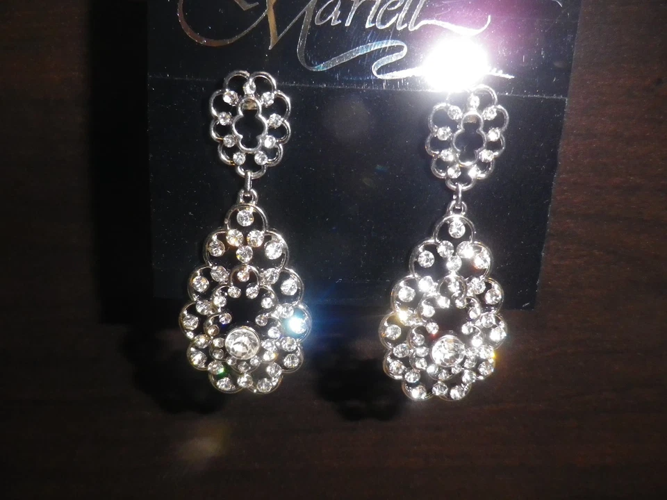 Hermosos Pendientes de Novia Mariell CRISTAL GENUINO FESTONEADO EN RODIO 3438E Foto 3 de 3