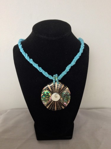 Collana donna con perline colore blu lunga 12 pollici - Foto 7 di 16