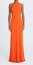 Authentic Halston Briar Jersey Open Back Gown Party Dress Orangeade MSRP $595.00