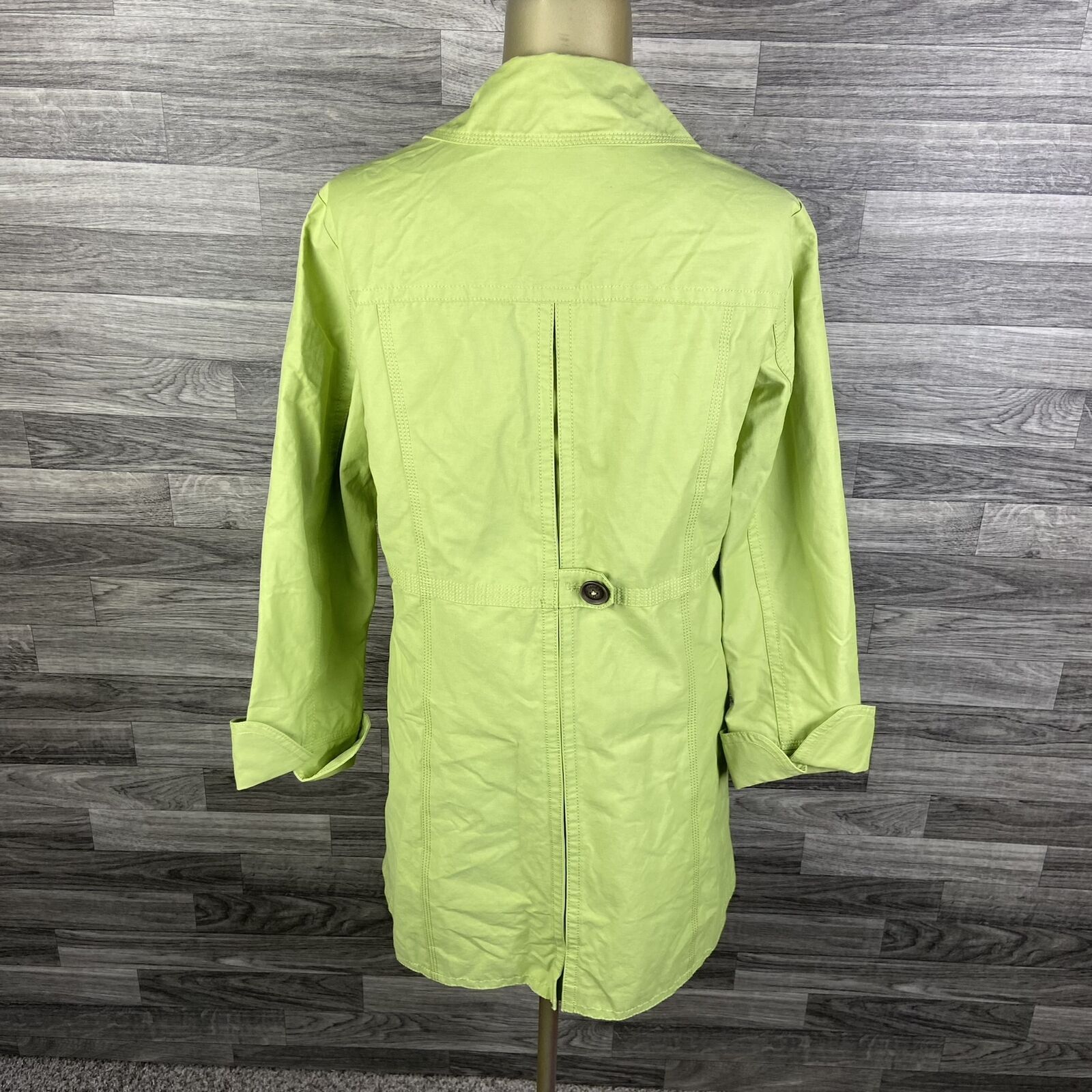 EDDIE BAUER Button Down Collared Lined Green Over… - image 3