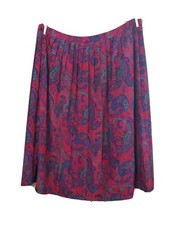 Vintage Alfred Dunner Pleated Modest Length Full Skirt size 14 Red Paisley