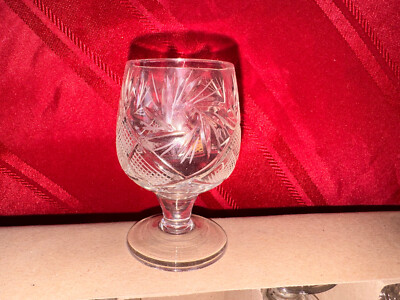 New Neman Hand Cut Crystal Clear Glasses Russian Shot Snifter Cognac Set of 5