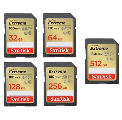 SanDisk Extreme SDXC 32-512GB 180MB/S V30 UHS-I Karte Speicher 4K