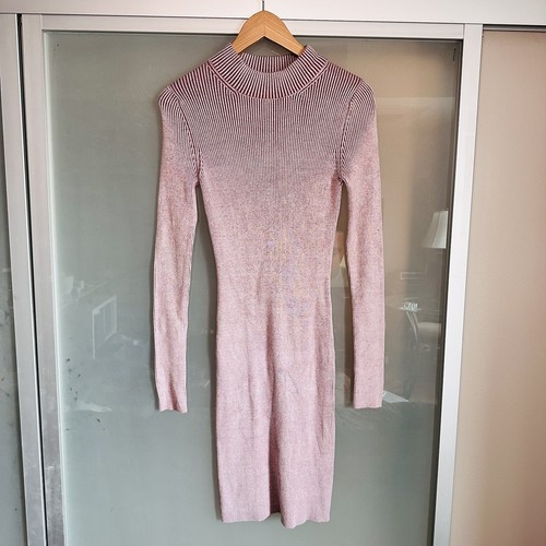 Express Pink Ribbed High Neck Sweater Dress Size M | eBay