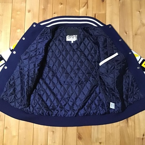 BAPE Sleeve leather BAPE LOGO varsity jacket A Bathing Ape Size M - Picture 5 of 10