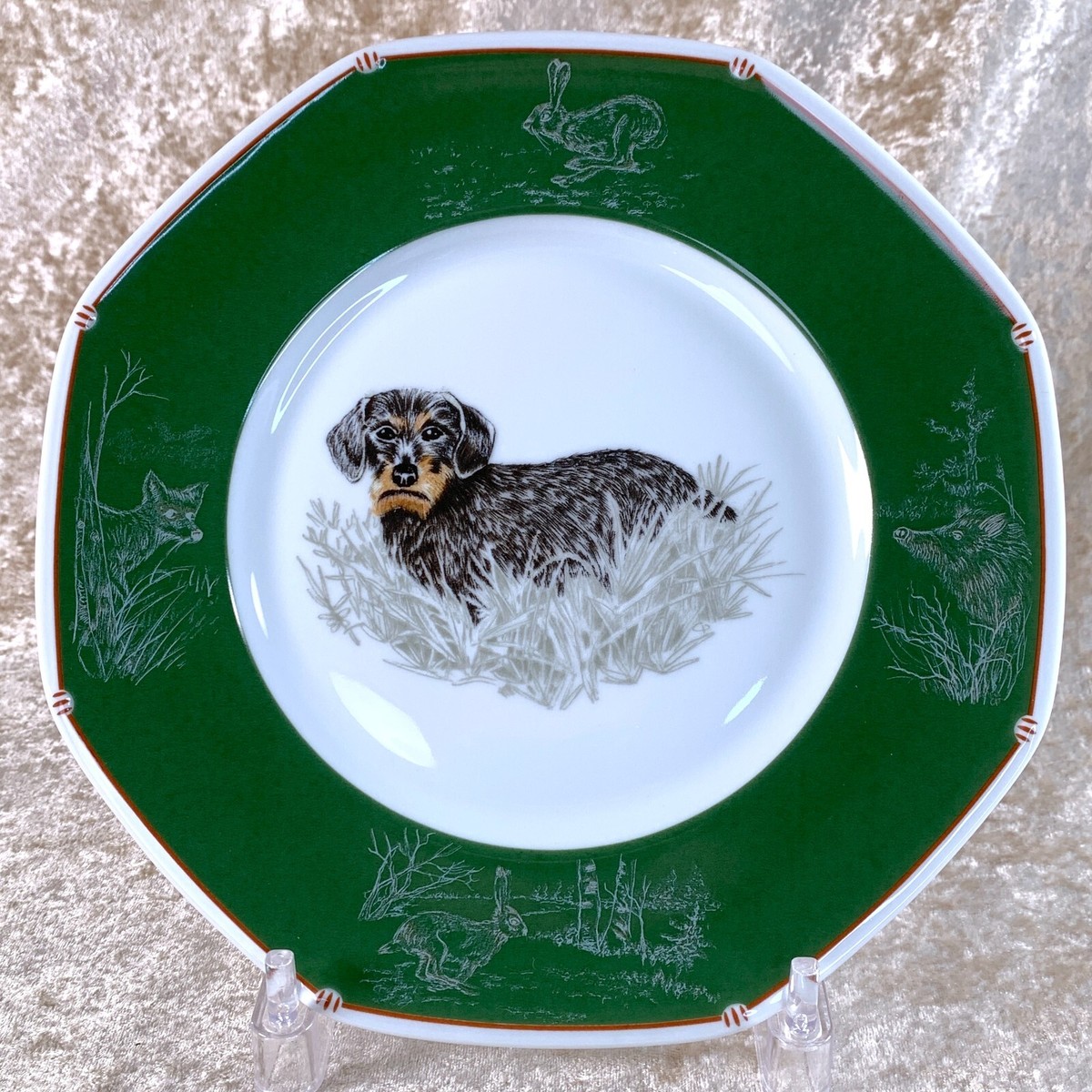 エルメス 犬の絵柄 Ceckel à poil dur フランス製ダックスフンド Hermes Dessert Plate Dachshund Teckel a Poil Dur Porcelain
