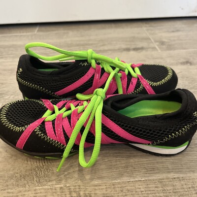 Rocket Dog Low Top Running Shoes Black Mesh w/Pink Accent /Green Lace Size  M