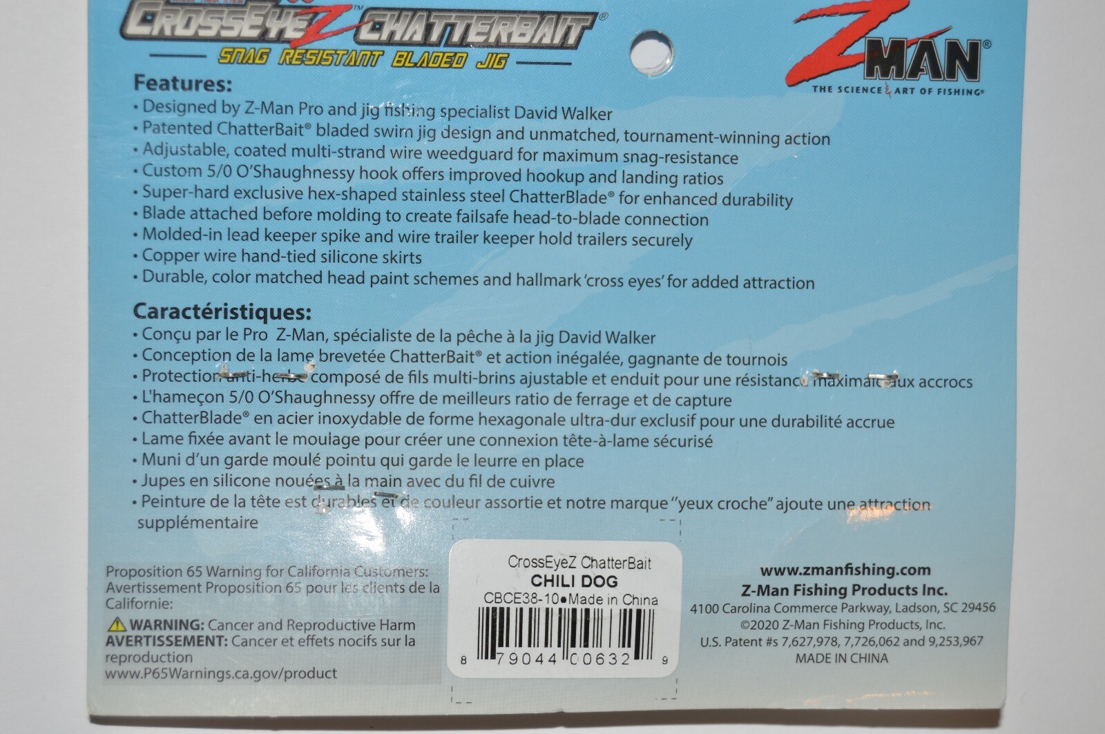 3 lures zman z-man crosseyez chatterbait 3/8oz snag resist bladed jig chili dog - Image 3