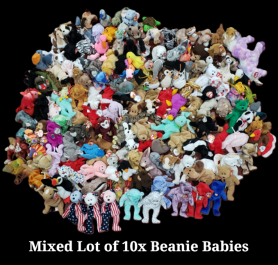 VINTAGE NEW TY Beanie Babies - Mixed Lot of 10x Beanies - All