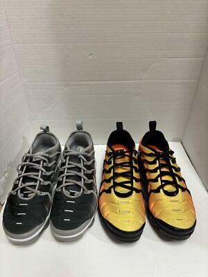 Pairs of Nike Air VaporMax Plus Size Black Grey Orange Crimson Sunset 