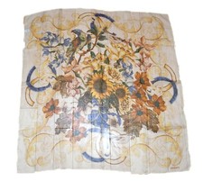 Chanel Schal Sonnenblume 90 cm Chiffon Seide Mousseline Blume Musselin 35"