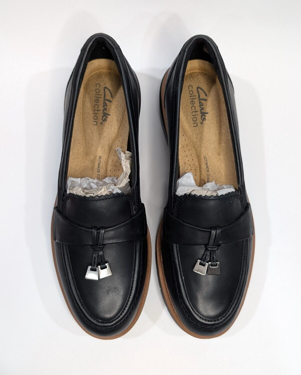 Clarks Westlynn Bella Black Leather Women's Loafers - Size 7.5 NWB
