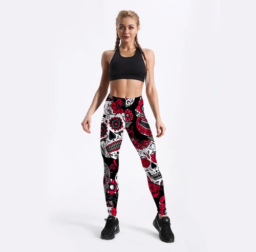 Womens Ladies Full Length Slim Fit Leggings Plain & Printed Sports Fitness Pants - Picture 2 of 9
