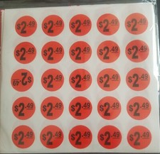 PRICE POINT RETAIL LABELS STICKER OF 500 Labels 1" Round BRIGHT RED  2.49