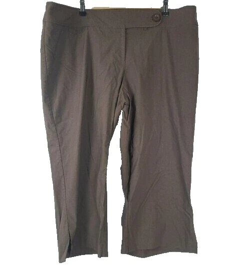 Lane Bryant Womens Capri Pants Size 20 Brown High Rise Side Slit Casual