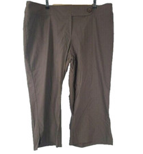 Lane Bryant Womens Capri Pants Size 20 Brown High Rise Side Slit Casual