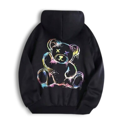 Dead Teddy Bear Graffiti Pullover Hoodie Whimsigoth Emo Szene Lolita Pastell Goth