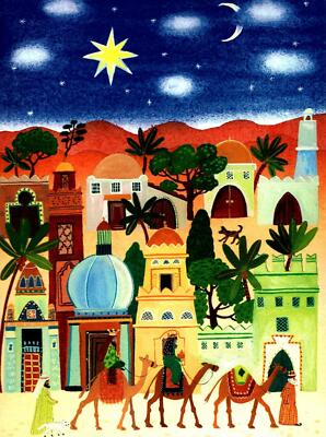 THREE WISE MEN COLORFUL INSPIRATIONAL DELUXE CHRISTMAS CARD by GALISON (7)