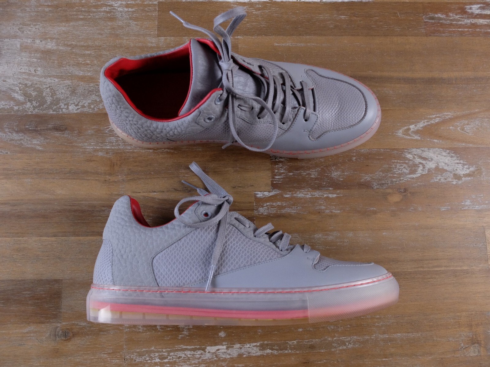 SAOLA Sneakers basse BALENCIAGA Arena grigio suola trasparente pelle 7 40 autentiche