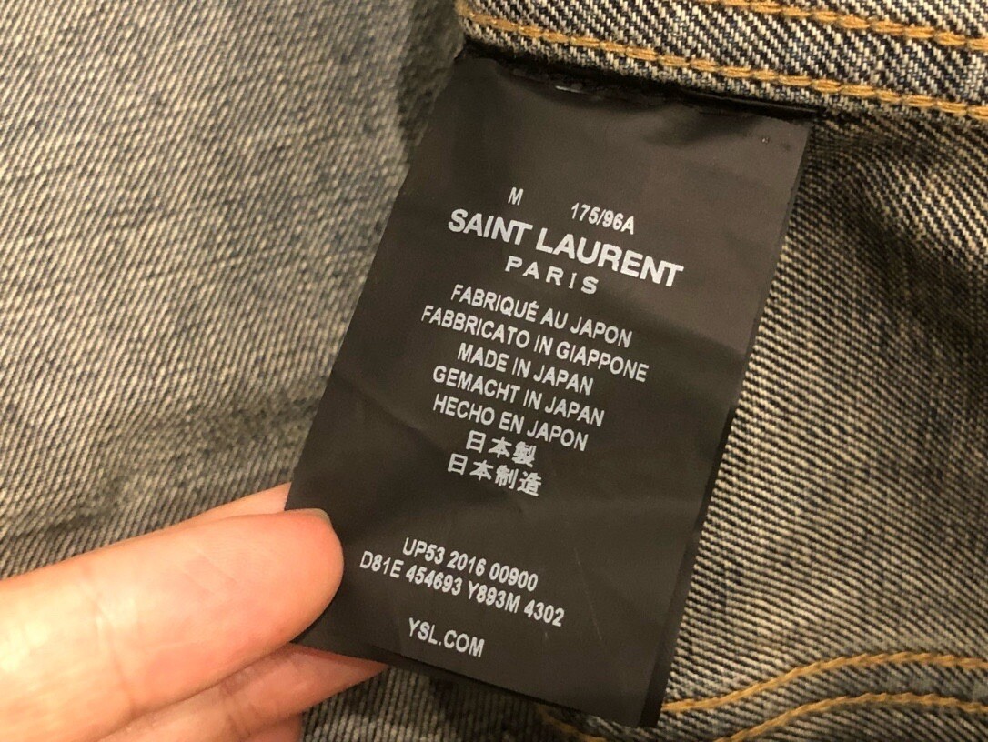 SAINT LAURENT PARIS YSL DENIM SHARK JACKET BLUE WASHED SWEET