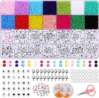 Glasperlen Set, 3MM Rocailles Perlen Set Mini Perlen Zum AuffäDeln Mit Buchstabe