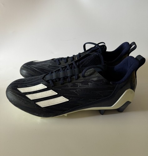adidas Mens 14 Adizero Low Top Football Cleats Team Navy Blue/White HR1604 NEW - Picture 4 of 8