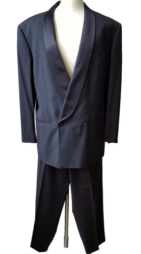 Black Tuxedo 1 on 6 Double Breasted Peak Lapel 80027 | eBay