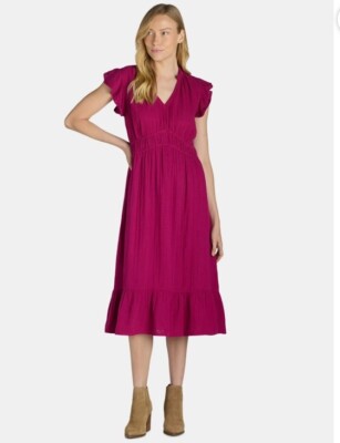 Time And True Double Cloth MIDI Dress Size XXL (20) Violet Magenta New  Women's | eBay