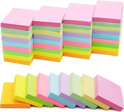 Sticky Notes, Small Sticky Pads, 1.5 x 2 Inches, 36 Pack, Pastel Colors, Self-St