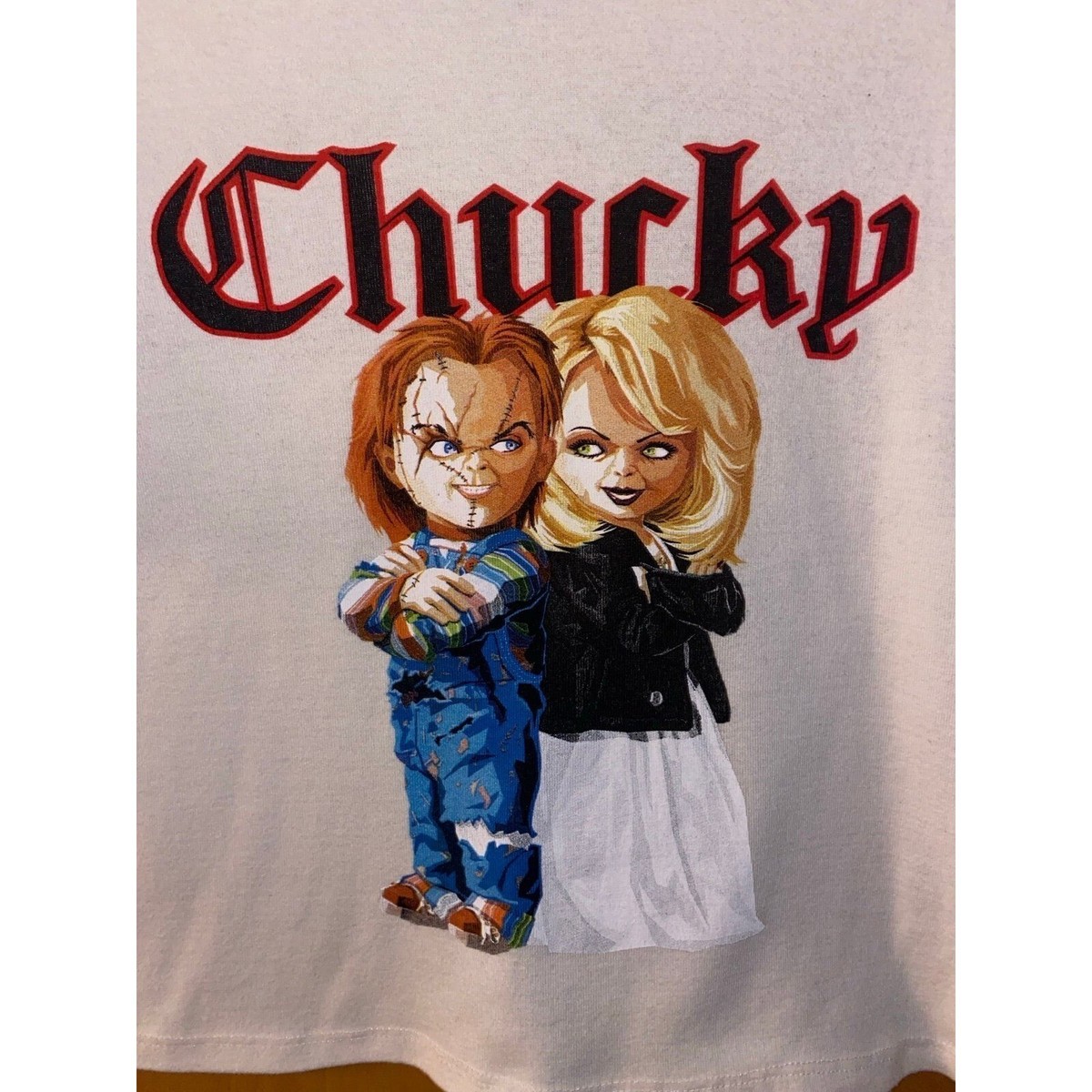 Chucky The Evil Doll & Tiffany Valentine Crop Top Shirt View 3