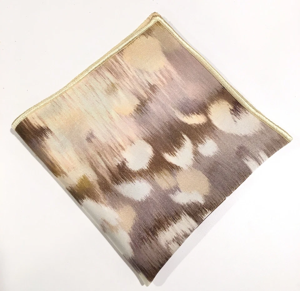 Pocket Square Silk Atlas Print Ivory Stitched Borders By Squaretrapny.com - Image 4 of 4