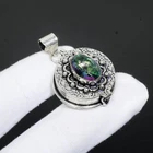 Rainbow Mystic Topaz Poison Box Pendant Handmade 925 Sterling Silver Pendant