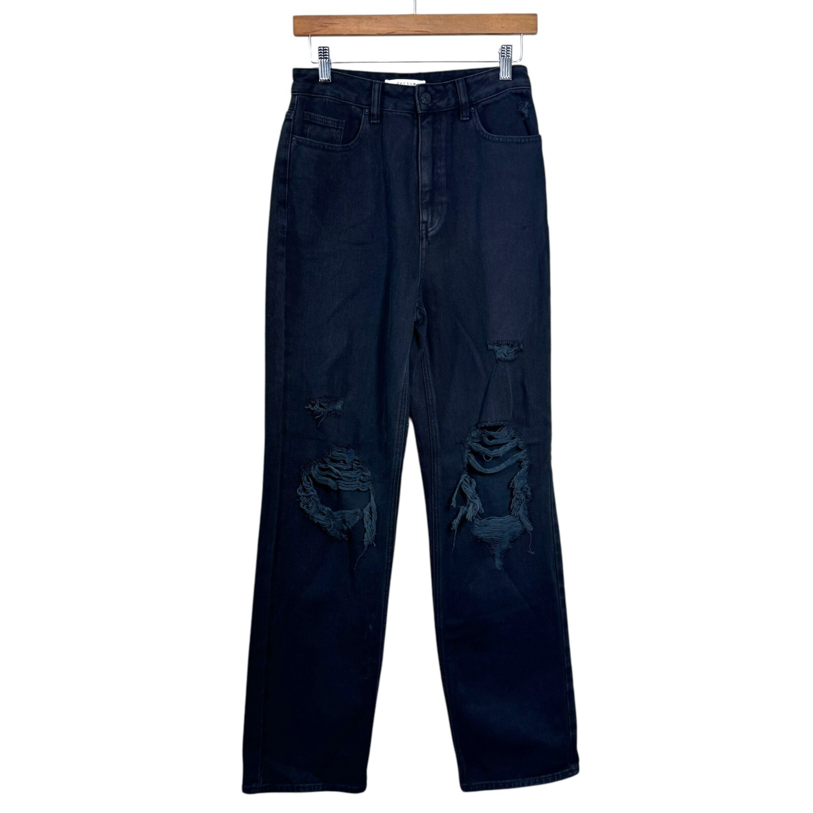 PacSun 90s Boyfriend Jean 27 High Black Distressed Ripped Thrashed Baggy Grunge