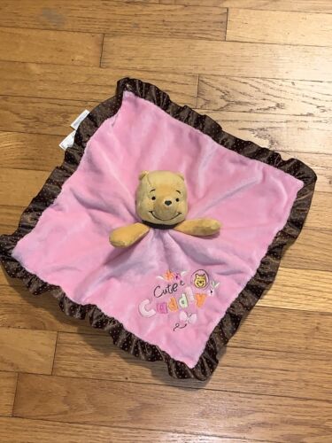 Disney Baby Cute & Cuddly Pink Winnie The Pooh Security Blanket Lovey Rattle - Picture 2 of 3