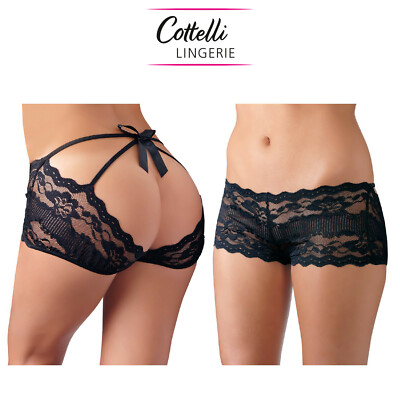 Cottelli Sexy Dessous Panties Backless Bow Höschen offen schwarz Spitze Schleife