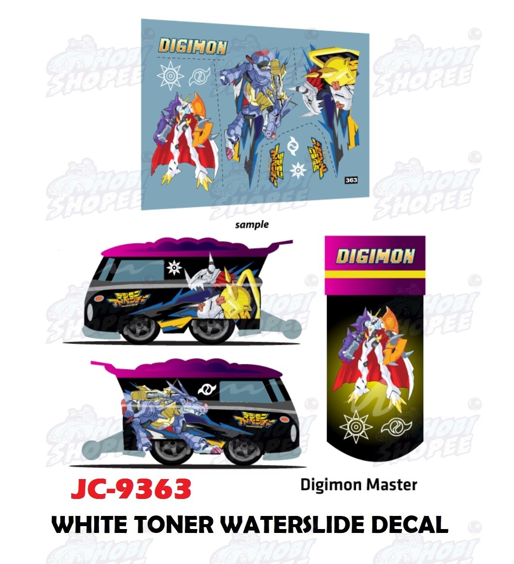 JC-9363 White Toner Waterslide Decals Digimon Custom 1:64 Hot
