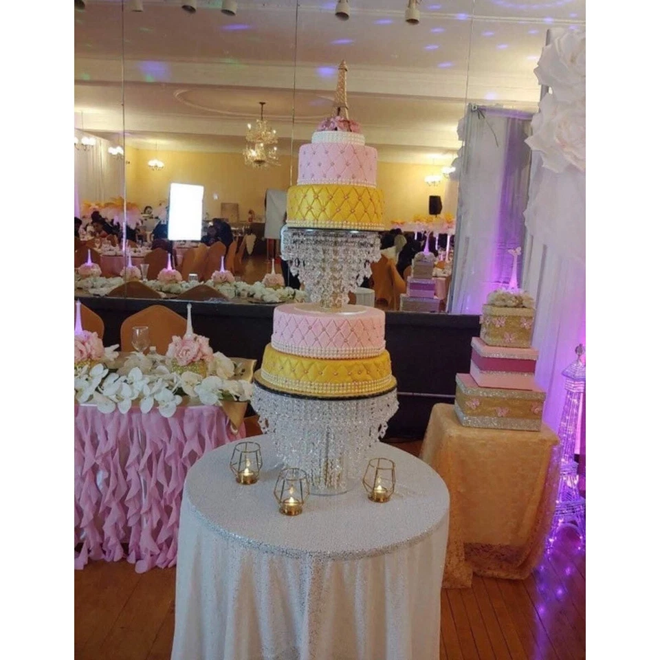 Soporte de pastel de cristal de 14 pulgadas | Soporte de pastel en cascada de cristal para boda Foto 4 de 4