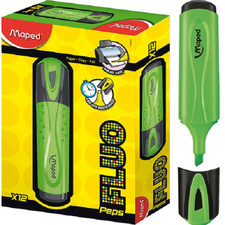 NEW 12x Maped Fluo Peps Highlighters Green Box School Office BULK