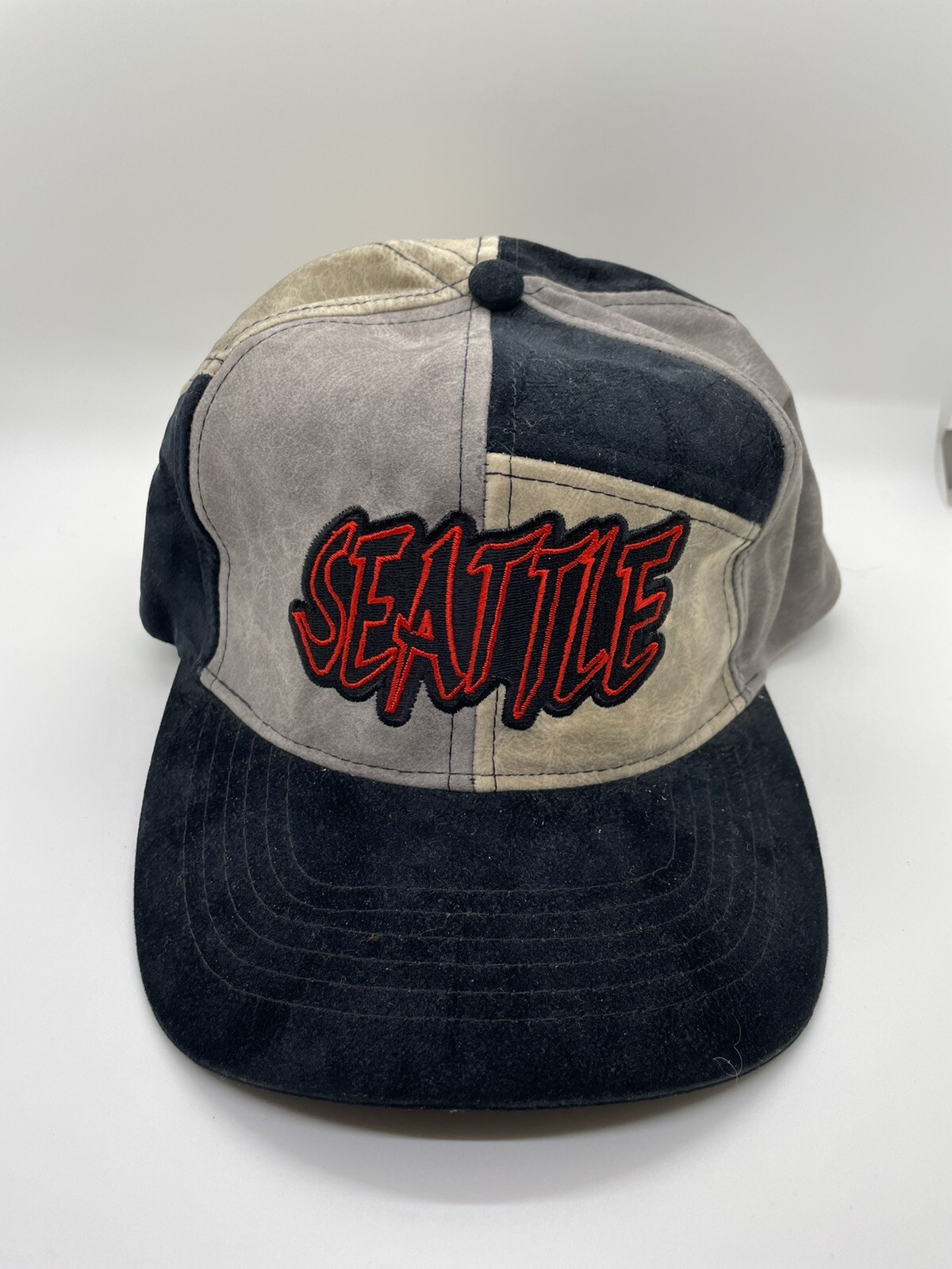 Vintage Seattle Hat Suede Patchwork 5 Panel Adjus… - image 1