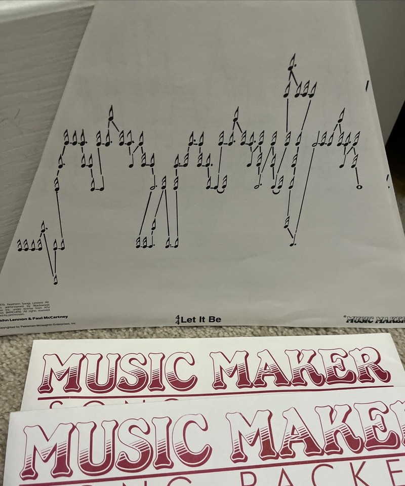 THE MUSIC MAKER Vintage Wooden Musical Instrument w/BoxAnd Song Sheets