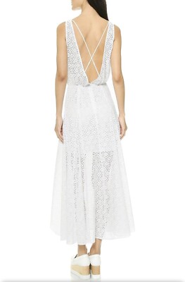 NWT Rebecca Minkoff Womens Dina White Lace Open Back Midi Dress Sz 12 $378  | eBay