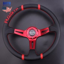 Aluminum Leather 14 Deep Dish Drifting Modification Racing Steering Wheel