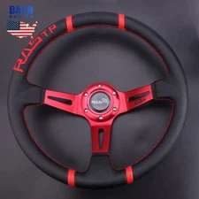 Aluminum & Leather 14" Deep Dish Drifting Modification Racing Steering Wheel