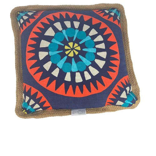 Allen + Roth Mandala Pattern Decorative Throw Pillow Geometric Jute Edge 17x17 - Picture 5 of 9