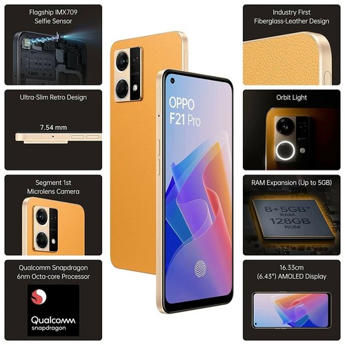 OPPO F21 Pro Orange (RAM 8GB, 128GB Storage)6.43" 64MP Camera Dual SIM - 第 2/7 張圖片